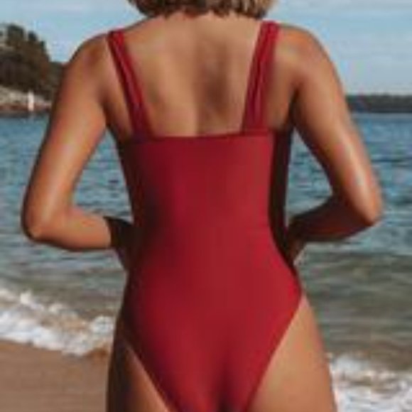 Beachssissi one piece swimsuit, size large, wine - Picture 2 of 5